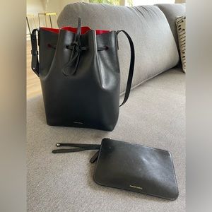 Mansur Gavriel best selling bucket bag. Large size black/flamma